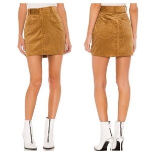 Re/Done Corduroy Mini Skirt in Camel Brown